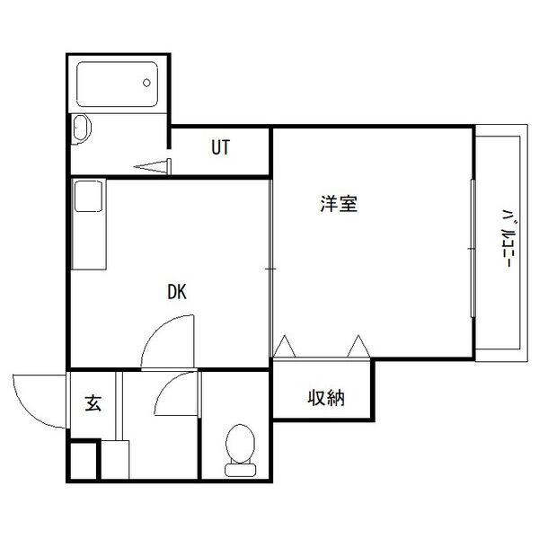 N216(1DK/4階)の間取り写真