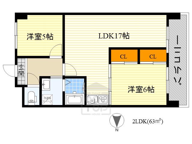 セントラルコート1(2LDK/4階)の間取り写真