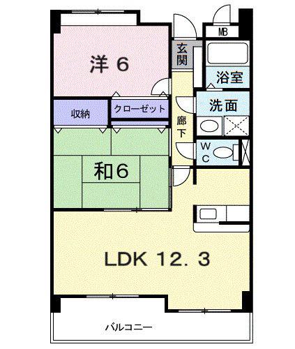 パーク エレガンス K.T(2LDK/6階)の間取り写真