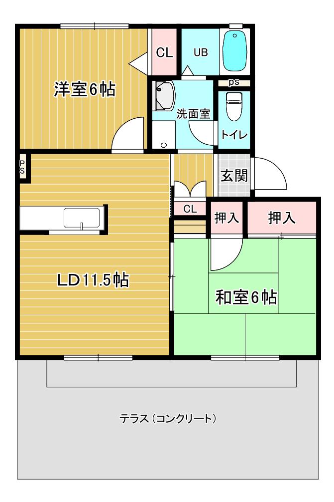 グリーンライフ西武庫(2LDK/1階)の間取り写真