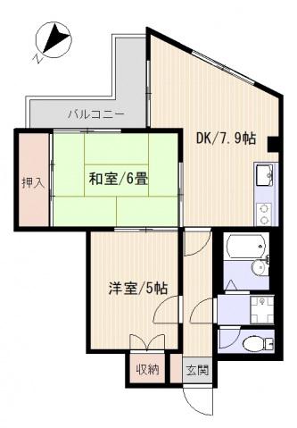 カーサデルK(2DK/7階)の間取り写真