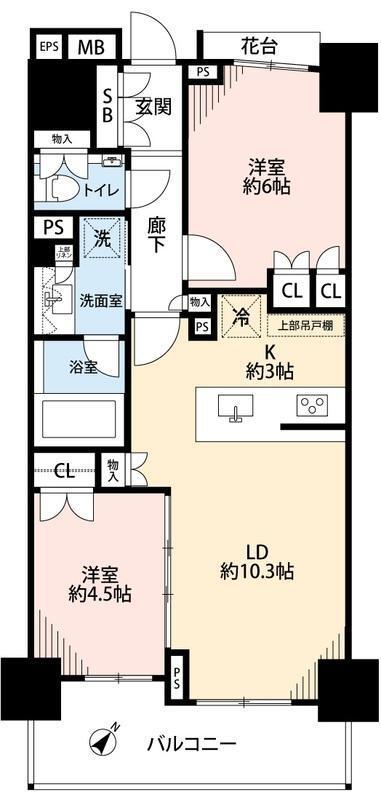 パークハウス文京千石(2LDK/8階)の間取り写真