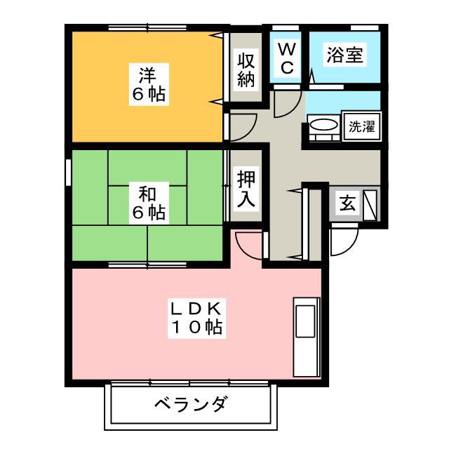 ハイカムールSUWA A(2LDK/2階)の間取り写真