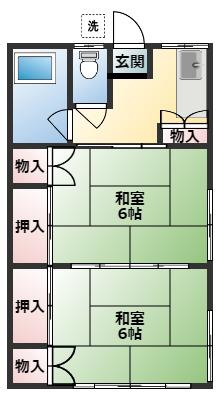 丸晃ハイツ(2K/2階)の間取り写真