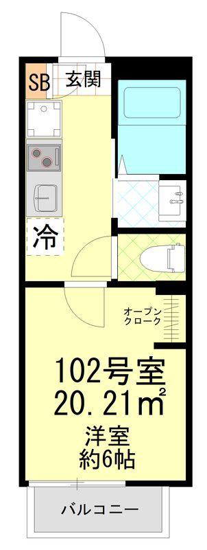 ラテ横浜(1K/1階)の間取り写真