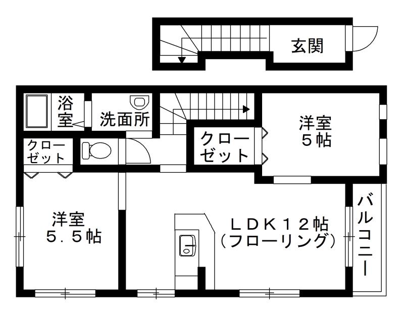 メゾン福重(2LDK/2階)の間取り写真