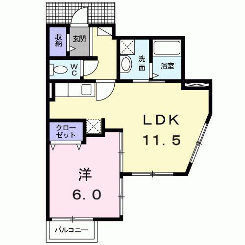 ブライトヒル東中野(1LDK/1階)の間取り写真