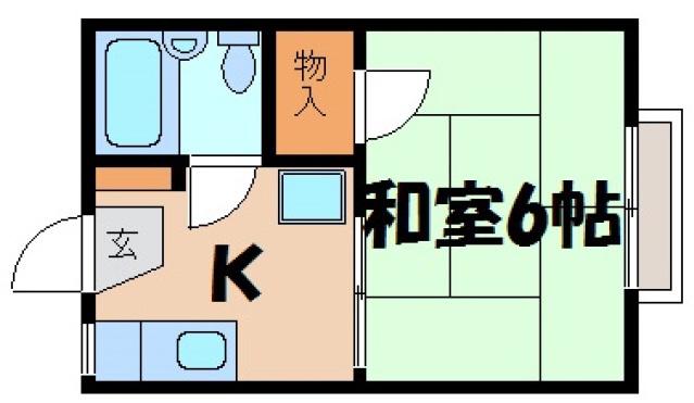レインボー1(1K/1階)の間取り写真
