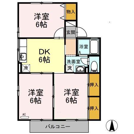 リヴェールE(3DK/2階)の間取り写真