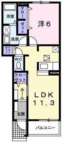 ジラソーレ(1LDK/1階)の間取り写真