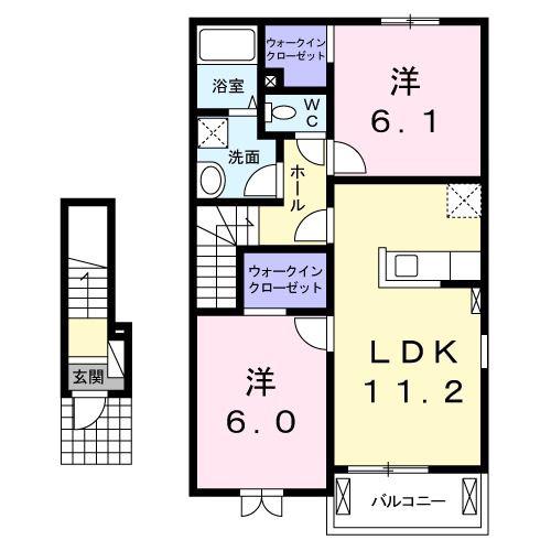 サニーガーデンI(2LDK/2階)の間取り写真