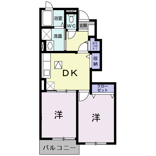 ヴァーサ B(2DK/1階)の間取り写真