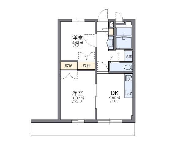 レオパレスフォーチュン(2DK/2階)の間取り写真
