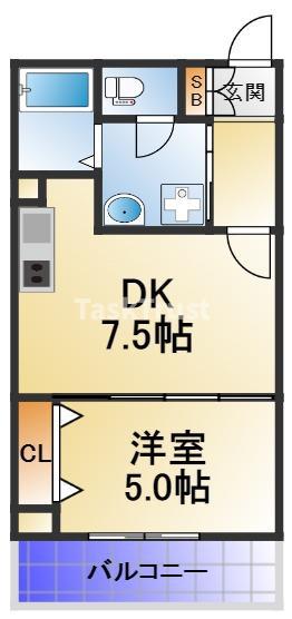 VILLETTA新森公園(1DK/2階)の間取り写真