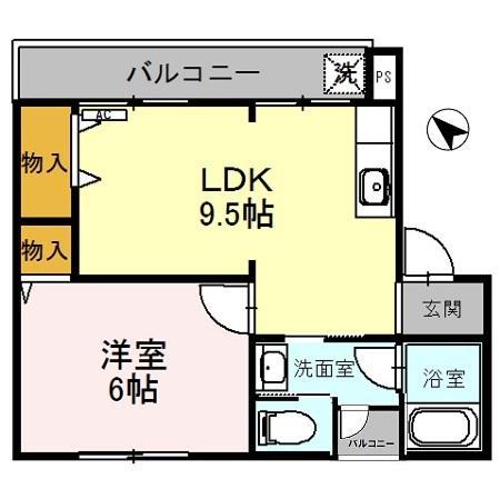 グランコートビワコC-(1LDK/1階)の間取り写真