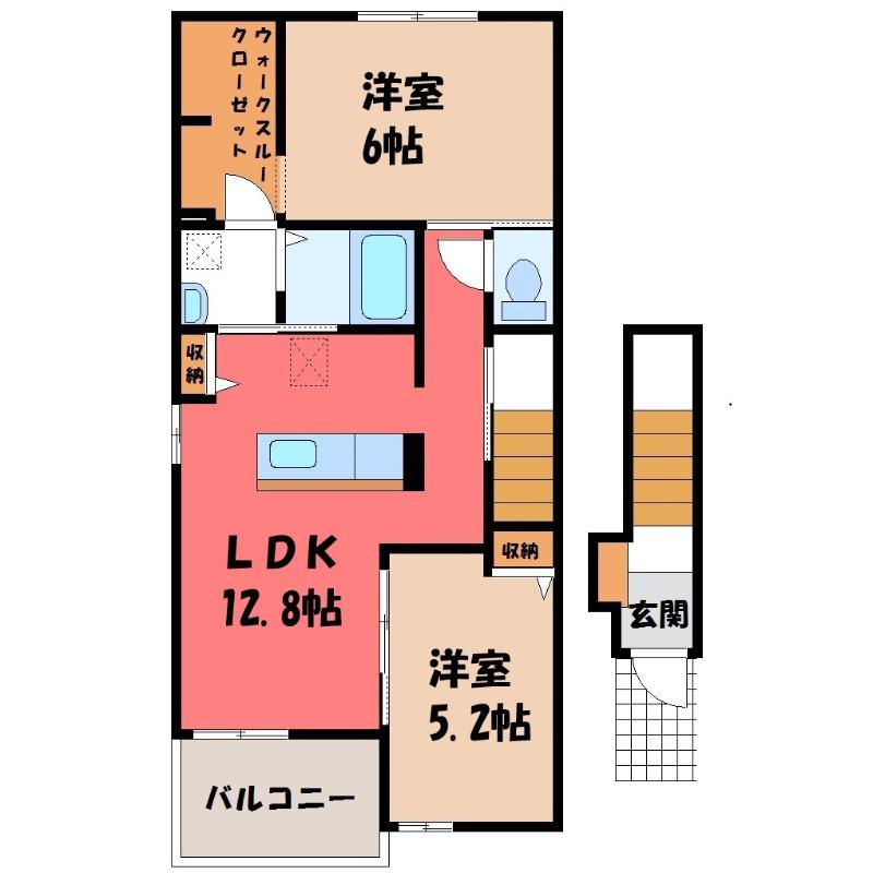 イリーデ ディーオ カーサ(2LDK/2階)の間取り写真