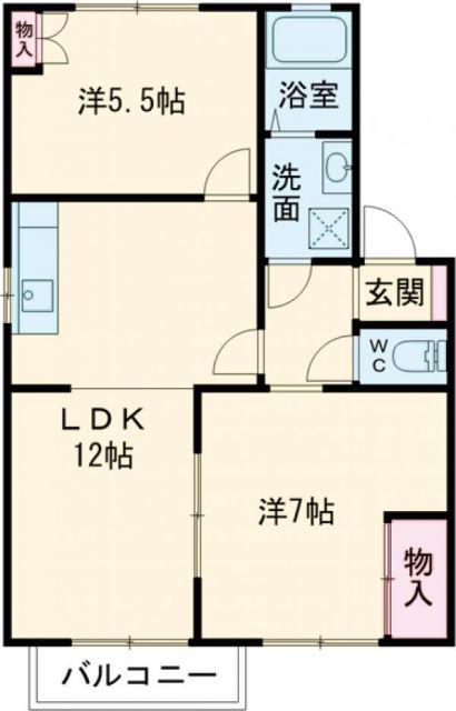 フリーダム美恵(2LDK/2階)の間取り写真