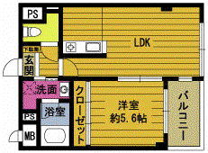 エスポワール吉光(1LDK/6階)の間取り写真