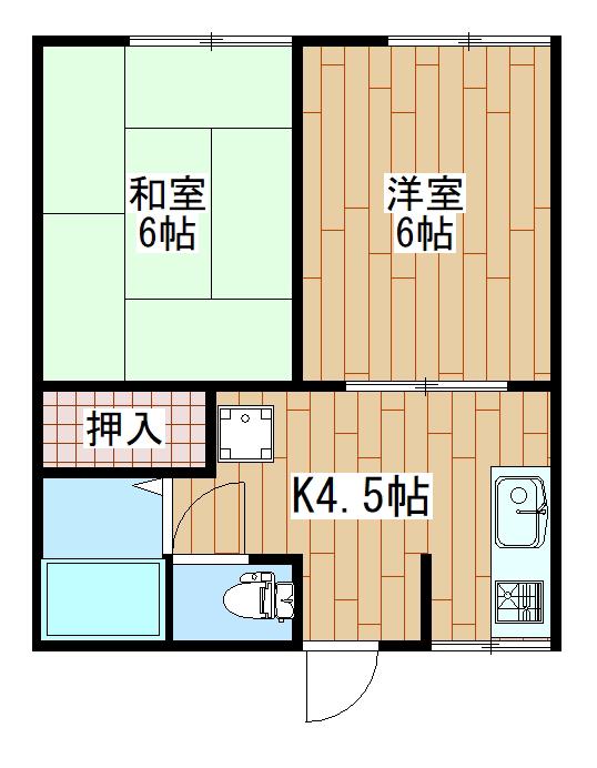 コーポ西陵(2K/1階)の間取り写真