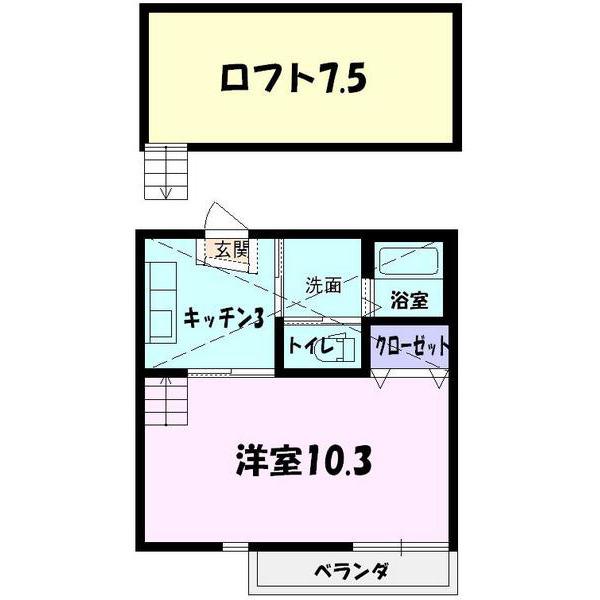 ビオス北方(1K/1階)の間取り写真
