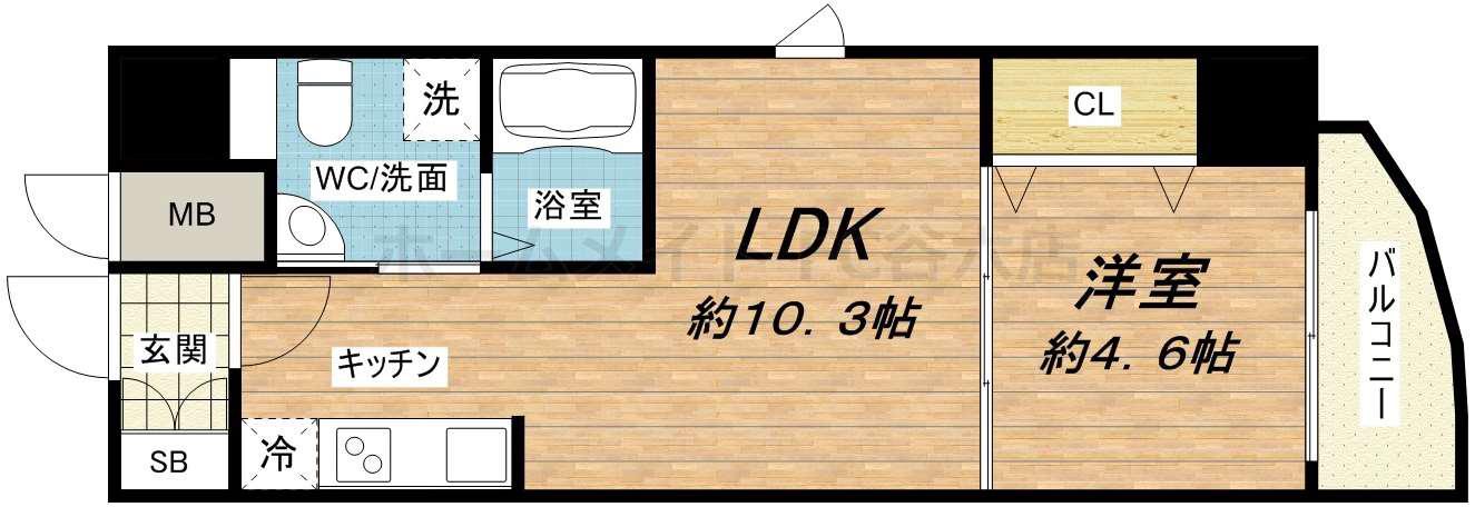 エステムコート 難波イーストレオルガ(1LDK/6階)の間取り写真