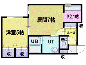 キャステル南郷(1LDK/1階)の間取り写真