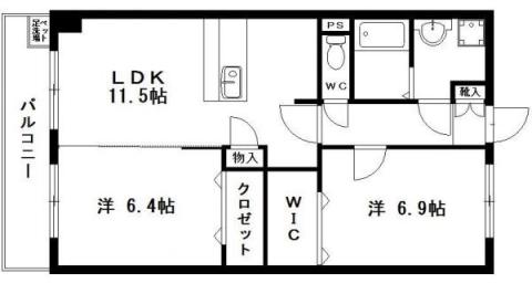 コート ソレイユ(2LDK/2階)の間取り写真