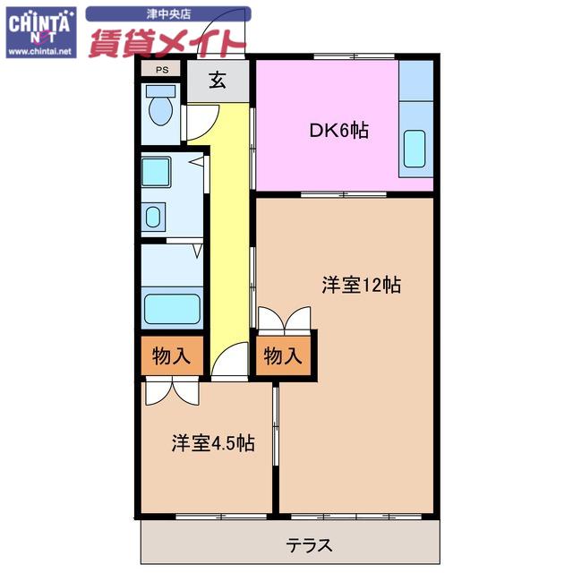 ハナトピア(2DK/2階)の間取り写真