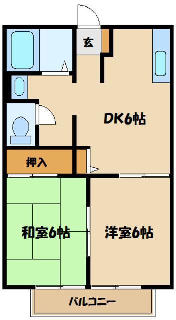 ハイムラスタ(2DK/2階)の間取り写真
