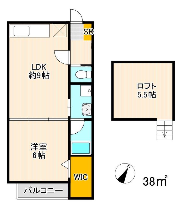 アトラクティ博多南(1LDK/1階)の間取り写真