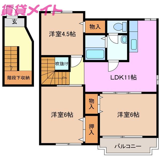 サニーコート波木I(3LDK/2階)の間取り写真