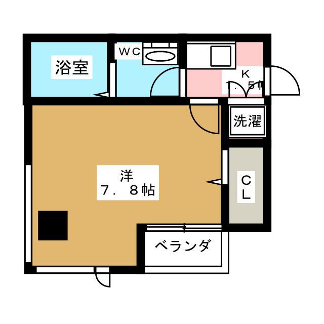 プランドール山菱(1K/5階)の間取り写真