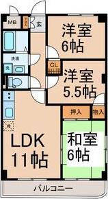 ファミール寿(3LDK/3階)の間取り写真