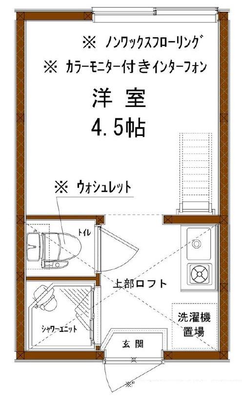 プランドルホシノB館(ワンルーム/2階)の間取り写真