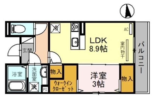 クレセント東住吉(1LDK/1階)の間取り写真