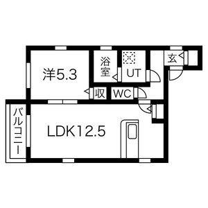 クラージュ平安(1LDK/1階)の間取り写真