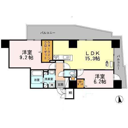 アムシュトラーセ(2LDK/8階)の間取り写真
