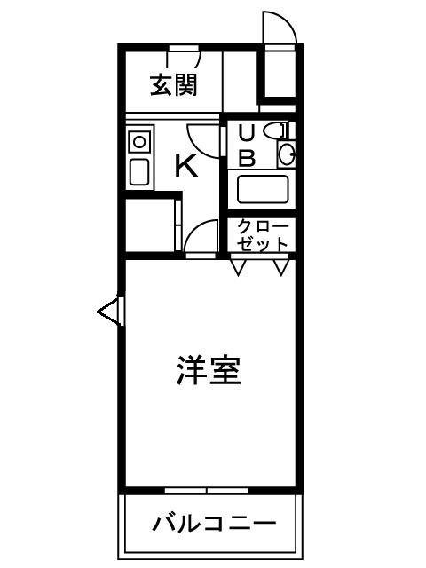 シャルマンフジ下松壱番館(1K/2階)の間取り写真