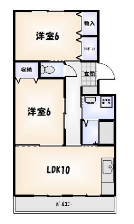 ガーデンヒルズ昭和町I(2LDK/1階)の間取り写真