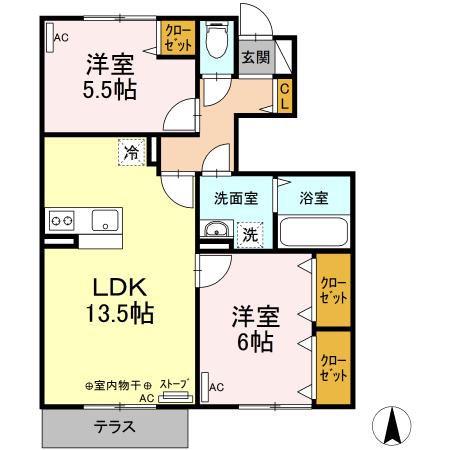 リビングタウン青葉(2LDK/1階)の間取り写真