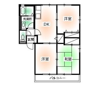 レトア宇多津 B棟(3DK/2階)の間取り写真