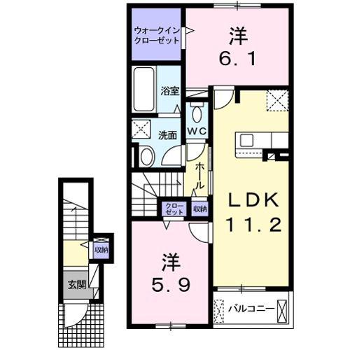 ジュノ C(2LDK/2階)の間取り写真