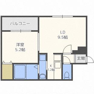 プレジャー桑園(1LDK/4階)の間取り写真