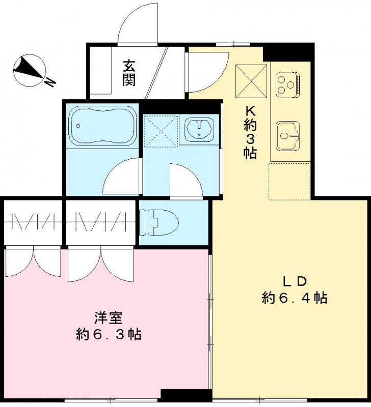 ウィング成城(1LDK/1階)の間取り写真