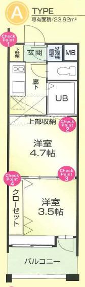 NO.54 ORIENTBLD(2K/9階)の間取り写真