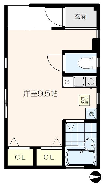 COURT矢来(ワンルーム/1階)の間取り写真