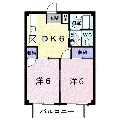 シティハイツ源I(2DK/1階)の間取り写真