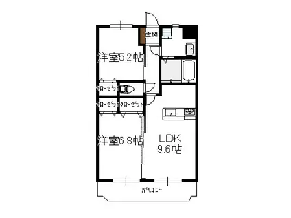 アンシャンテII(2LDK/4階)の間取り写真
