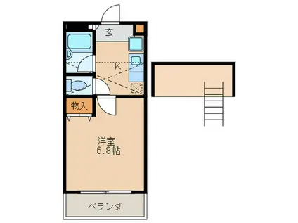 ファインフィールド(1K/2階)の間取り写真