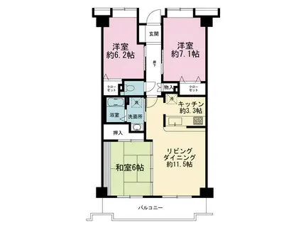 りんでんばうむ上郷(3LDK/4階)の間取り写真